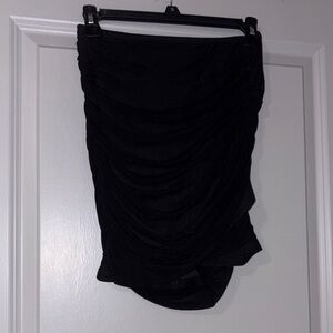 SHEIN Elegant Black Gathered Pencil Skirt